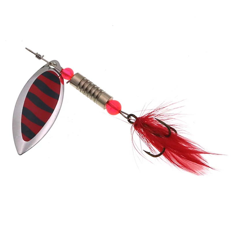 Spinner Bait 4.8g 5g 5.2g 6.3g Rotating Spinners Spoon Lures pike Metal  With feather Treble Hooks Fishing Lure