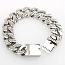 23 см Нержавеющая Сталь Серебряная цепочка браслет для мужчин Тяжелая массивная кубинская Цепь Байкер браслет ювелирные аксессуары в стиле панк