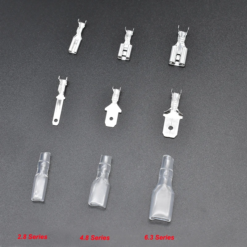 50pcsLot 2.8mm 4.8mm  6.3mm Tin Plated Brass Electric Female and Male Crimp Terminal  Car Speaker Wire Connectors Set (2)