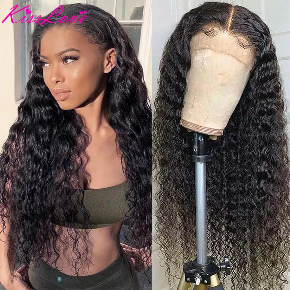 Photo Product Kiss Love Water Wave 13x4/13x6 Lace Front Human Hair Wigs Pre Plucked For Black Women Remy 250% Density Brazilian Lace Wigs