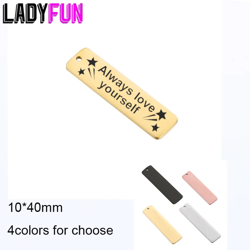 Always Love Yourself Charm Stainless Steel Myself Charms Laser DIY High Polish Mirror Pendant 10pcs | Украшения и аксессуары