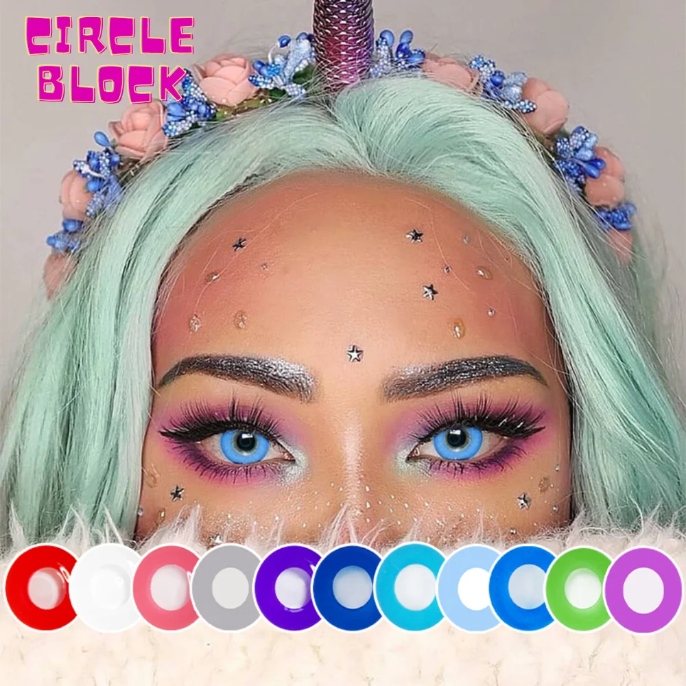 2pcs／Pair Circle Block Halloween Cosplay Colored Contact Lenses for Eyes Anime Colorful Eye Color Lens | Красота и здоровье