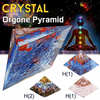 

65x65x55mm Pink Blue Purple Stone Clear Crystal Point Orgone Pyramid,Healing Reiki Energy Pyramid Balancing Spiritual Therapy