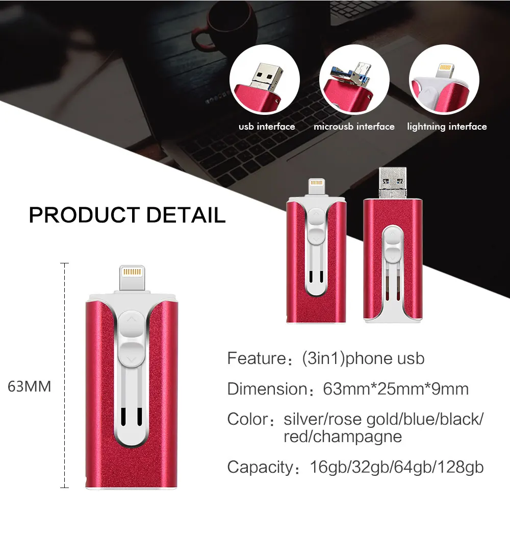 Nuiflash USB 2,0 3 в 1 type-C/Micro USB/OTG флеш-накопитель usb 32 Гб 64 Гб 128 ГБ usb флеш-накопитель 16 Гб Флешка карта памяти