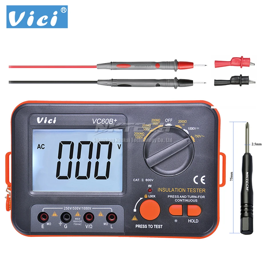 Proster Insulation Resistance Meter VC60B Digital Insulation Tester