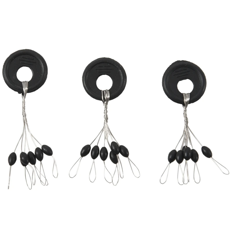 

600 Pcs 100 Groups / Set Black Rubber Stopper Oval Bean Space Fishing Float Bobber Stopper Beans Space Not To Hurt The Vertical