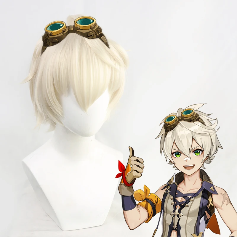 Parrucca Bennett parrucca Genshin Impact occhiali Cosplay biondo pallido  corto dritto Beige resistente al calore parrucca donna Halloween| | -  AliExpress
