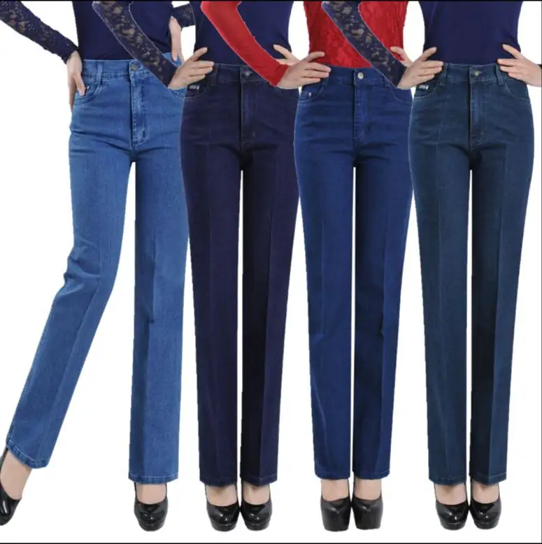 2020 Spring Summer Autumn Casual jeans High Waist Straight Jeans Elastic Plus Size Denim Trousers Jeans Women