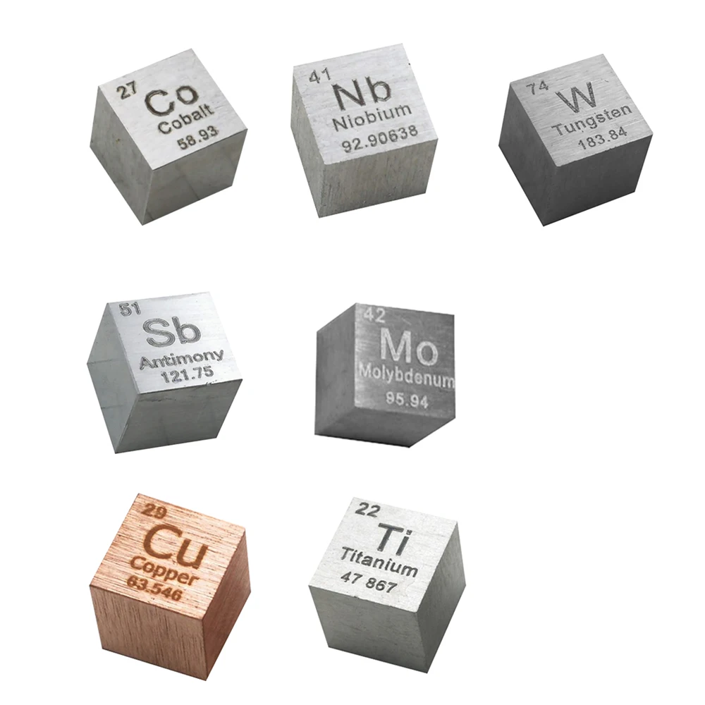 7pcs Element Cube-set 10mm Metal Density Cubes Daily Metals Periodic Table  Collection Iron Copper Lead Nickel Titanium Carbon - Decorative Letters &  Numbers - AliExpress