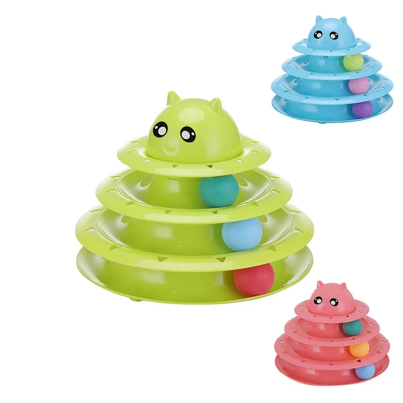 Игрушка для кошек, роликовые игрушки для кошек, 3 уровня, башни, треки, ролик с 3 шариками, Интерактивная головоломка, игрушка для кошек, для умственных физических упражнений 1