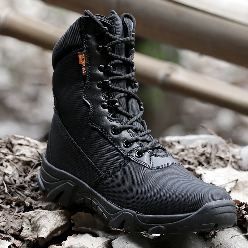 

Outdoor high top military boots men's combat summer breathable super light hiking training tactical military fans military shoes