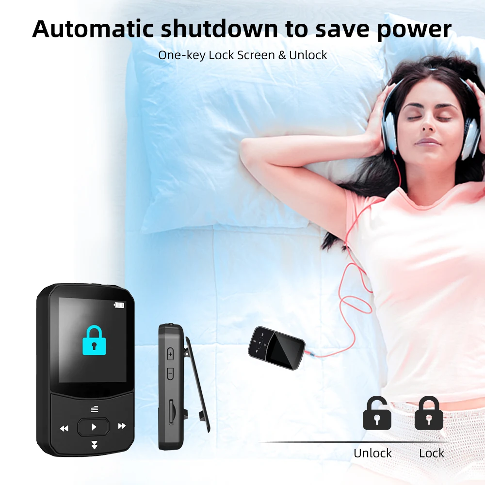 Спортивный MP3 плеер Deelife Bluetooth с зажимом fm радио шагомером повязкой для бега