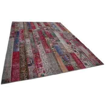 

241x308 Cm Red Handmade Modern Patchwork Rug-8x10 Ft