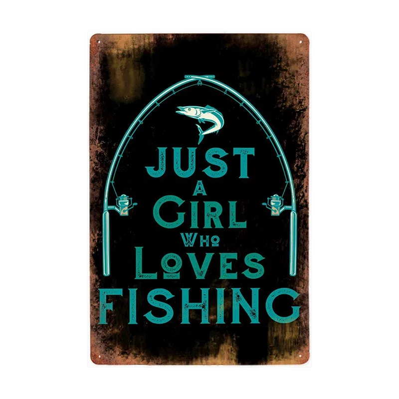 Fish Metal Tin Signs Retro Poster Fishing Site Door Plates Outdoor Decorative Bar Club Iron Wall Plaques Vintage Decor 20x30CM