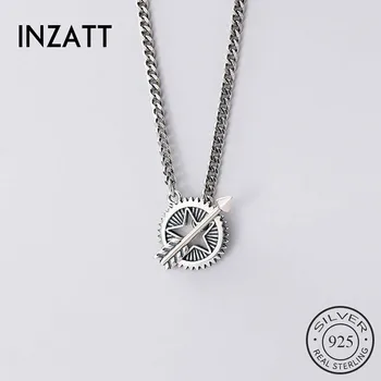 

INZATT Real 925 Sterling Thai Silver star arrow Pendant Choker Necklace For Fashion Women Fine Jewelry Vintage Accessories