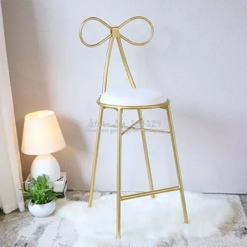 

30%1Nordic simple modern bar stool gold wrought iron dining chair living room lounge chair dining chair cafe bar stool bar chair