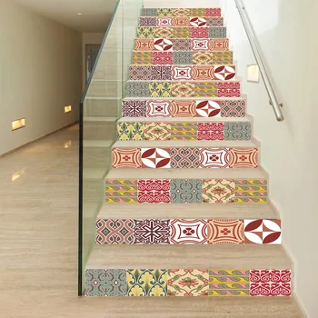 

13pcs Self-adhesive innovative staircase stickers living room DIY color pattern decoration home waterproof wall stickers
