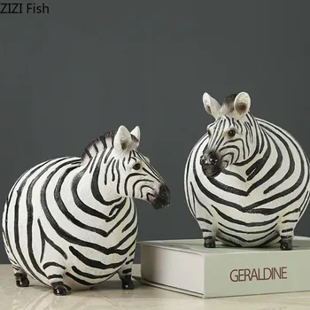 

Resin Figurines Ornaments Cute Zebra Animal Desk Decoration Living Room Creative Home Decoration Accessories Modern
