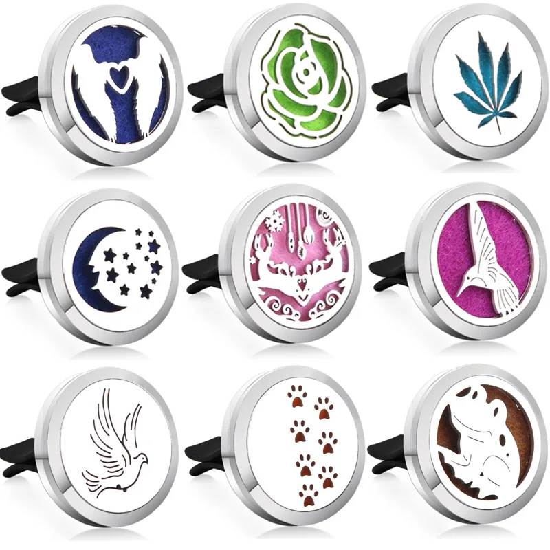 

Moon stars Aromatherapy Car Diffuser Stainless Steel Car Air Freshener Perfume Essential Oil Diffuser Locket with Pads