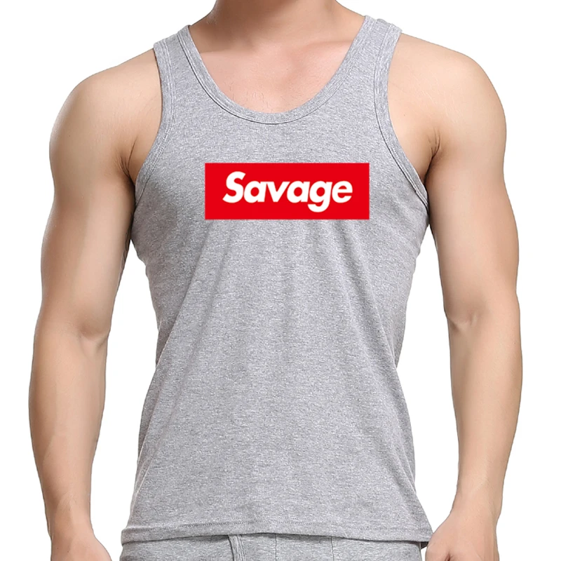 

Men's Sleeveless Vest Tank Tops High Street Fitness Letter Printed Sleeveless Garment Cotton Muscle Slim Light Sweat Sportswear