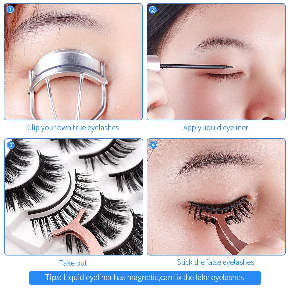 5Pairs 5D Magnetic False Eyelashes Liquid Eyeliner Kit Reusing Comestic Magnet Fake Eyelashes Fiber Lashes Natural Makeup Tools 5Pairs 5D Magnetic False Eyelashes Liquid Eyeliner Kit Reusing Comestic Magnet Fake Eyelashes Fiber Lashes Natural Makeup Tools