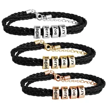 Mylongingcharm Personalizzato in Acciaio Al Titanio Braccialetto di Corda Intrecciata, Nome Personalizzato Uomini Braccialetto, Braccialetto di Acciaio Oro Rosegold Perline Colori(China)