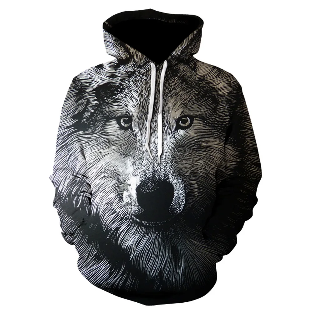 

2020 New Fashion Hoodies Men/Women 3d Sweatshirts Print Ferocious Fangs Wolf Hooded Hoodies Thin Hoody Pullovers Hip-Hop hoodie