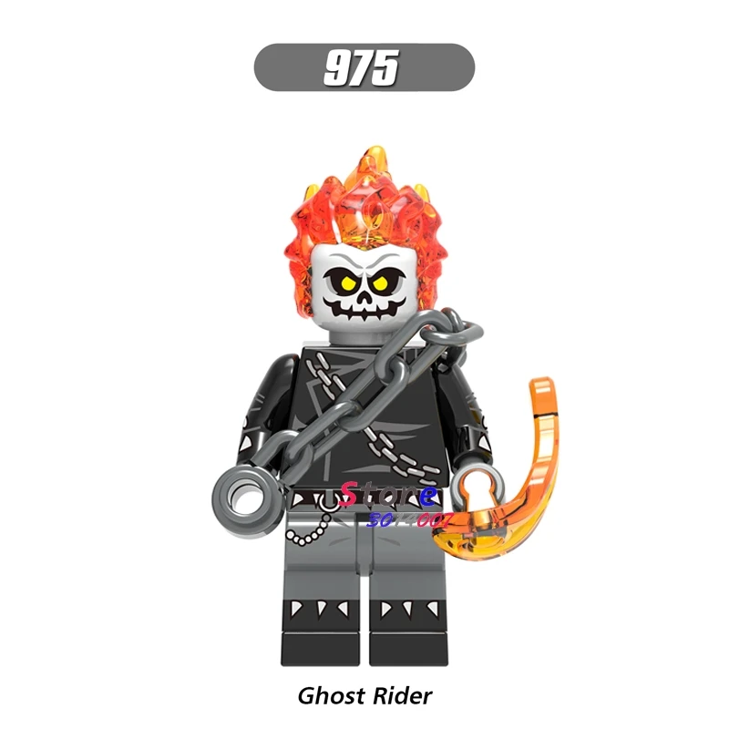 975 Одинарный Железный человек Человек-паук Черная пантера Ulysses Klaw Ghost Rider красный череп Эверетт Роза строительные блоки игрушка для детей - Цвет: 975