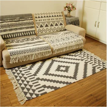 

Soft Cotton Tassel Home Carpet for Living Room Bedroom Child Bedroom Decorate Home Carpet Floor Door Carpets Simple Nordic