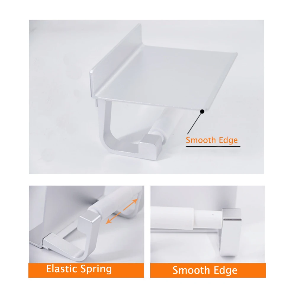 Wall Mount Toilet Paper Holder Creative Stainless Steel Paper Towel Holder With Shelf Mobile Phone Bathroom Product