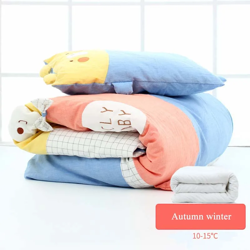 Blue autumn winter Хлопковое одеяло для пеленания мультяшная детская кроватка одеяло для младенца Пеленание Одеяло Для Новорожденных Обертывание детское стеганое покрывало для кровати весна осень - Цвет: Blue autumn winter