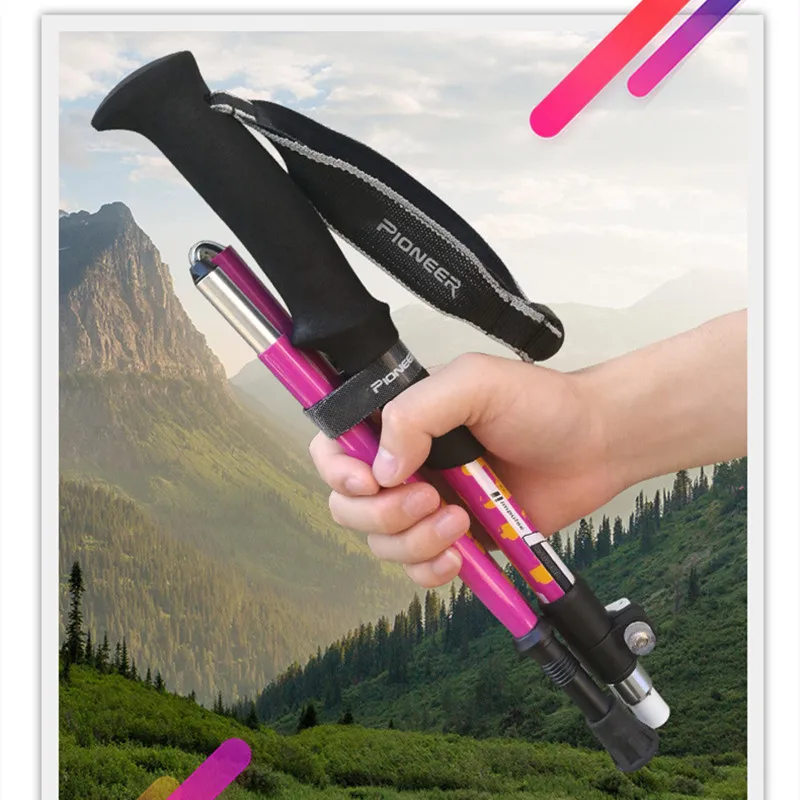 2pcs/pair Carbon Fiber+Aluminium Alloy Fold Trekking Poles Ultralight Collapsible Travel Hiking Nordic Walking Camping Sticks