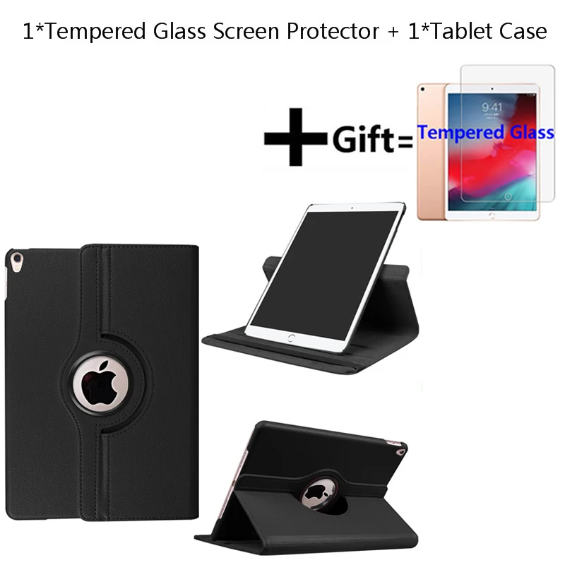 

For Apple iPad Air 3 10.5 2019 A2152/iPad Pro 10.5 A1701 2017 Case 9H Screen Protector Tempered Glass+Smart Leather Tablet Cover