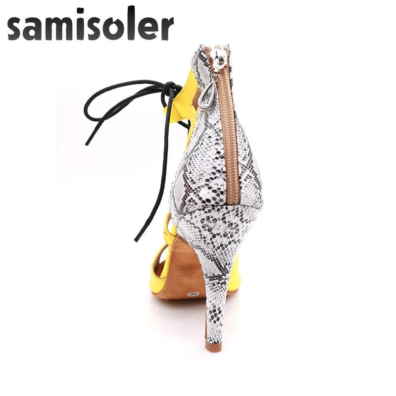 Samisoler/женские ботинки для джазовых танцев; обувь для латинских танцев; женские кроссовки для взрослых на высоком каблуке; Танцевальная обувь; женская танцевальная обувь - Цвет: heel 7cm