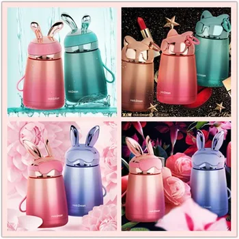 

Women water bottle colour changing cute milk Vacuum Flask 304 Stainless steel double layer Insulated thermos cup Portable