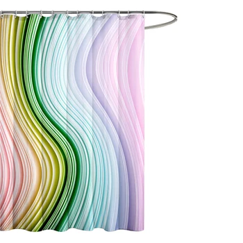

Bathroom Decor Colorful Easy Install Waterproof Fabric Privacy Protect Anti Mildew Screen Shower Curtain Separate With Hooks