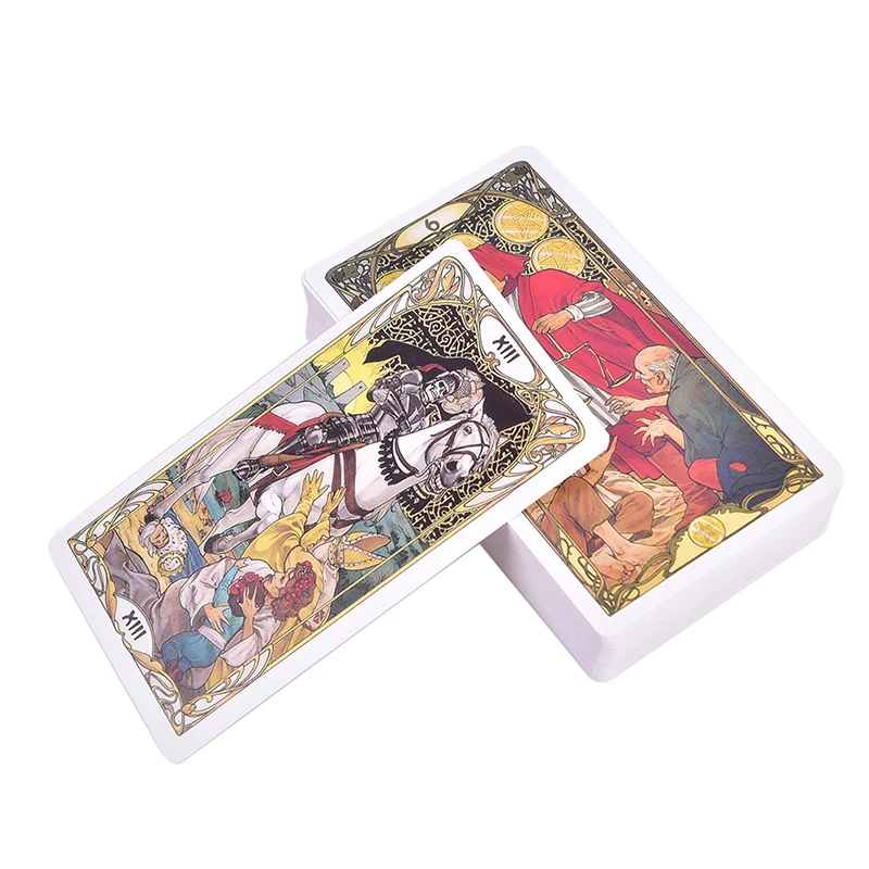 Cartas de baraja de Tarot Art Nouveau doradas con tarjetas de guía, juegos  de libros de adivinación oculta para principiantes, estilo clásico Art  Nouveau - AliExpress