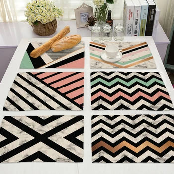 

1Pcs Cotton Linen Colorful Geometric Pattern Table Mats Kitchen Placemat Dining Coaster Pad Cup Mat 42*32cm Home Decor MG0051