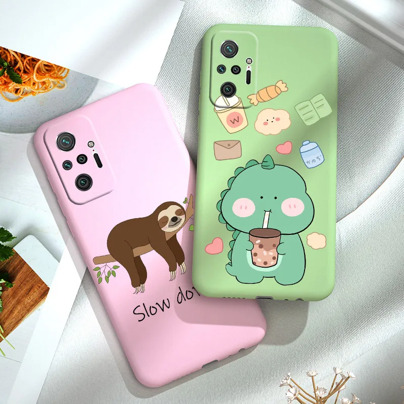 Descuento Funda de silicona suave para Xiaomi Redmi Note 10 Pro Max, carcasa trasera de silicona con dibujos animados, Color caramelo, TPU, Note 10, Note 10 8bWZw1j8LeG