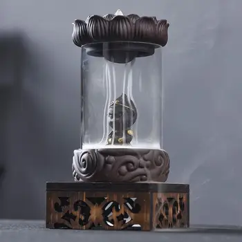 

Backflow Incense Burner With Base Smoke Waterfall Incense Holder With Protection Cup Mountain River Handicraft Incense Holder