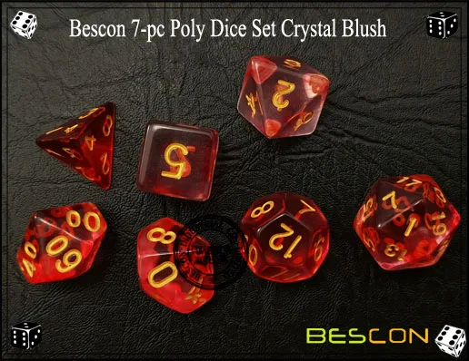 Bescon Crystal Blue 7-ПК разнообразные игральные кости набор, Bescon многогранные игральные кости набор Кристалл синий, румяна, трава, фиолетовый, черный, розовое облако