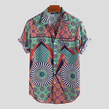 

Men Hawaiian Shirt Short Sleeve Beach Printed Streetwear 2020 Summer Brand Breathable Men Shirts Vacation Loose Camisas Hombre