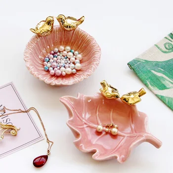 

1pc Jewelry Storage Tray Ceramic Ring Stud Storage Tray Nordic Style Home Decoration Ornaments Plate Desktop Decoration