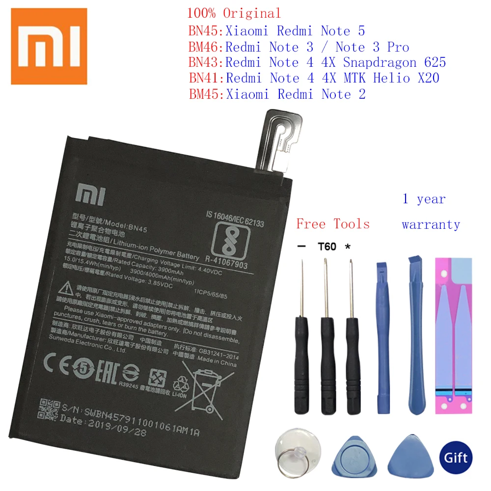 Аккумулятор BN43 BN41 BM45 BM46 BN45 для Xiaomi Redmi Note 5 4 4X 3 2 Note2 Note3 Note4 Note4X сменная