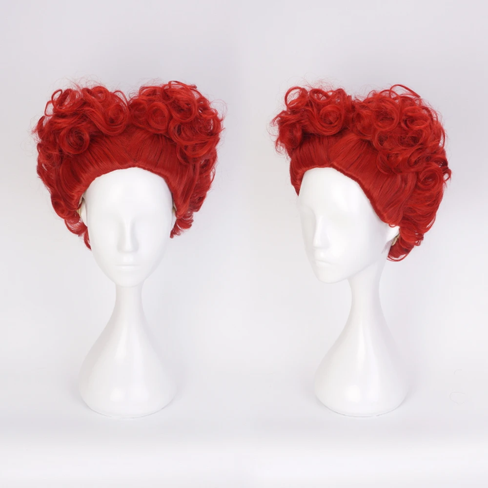 

Alice in Wonderland Red Queen Cosplay Short Wig Role Play Queen of Hearts Heat Resistant Synthetic Hair +Free Wig Cap