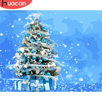 

HUACAN Oil Painting By Number Christmas Drawing On Canvas Pictures By Numbers Tree Kits Hand Painted Paintings Gift Home Decor