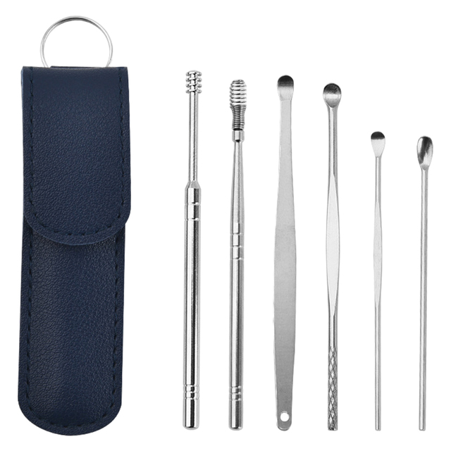 Ear Cleaner Earwax Removal Tool Stainless Steel Earpick Curette Ear Cleaning Wax Remover Spring Spoon Ear Pick Cleanser