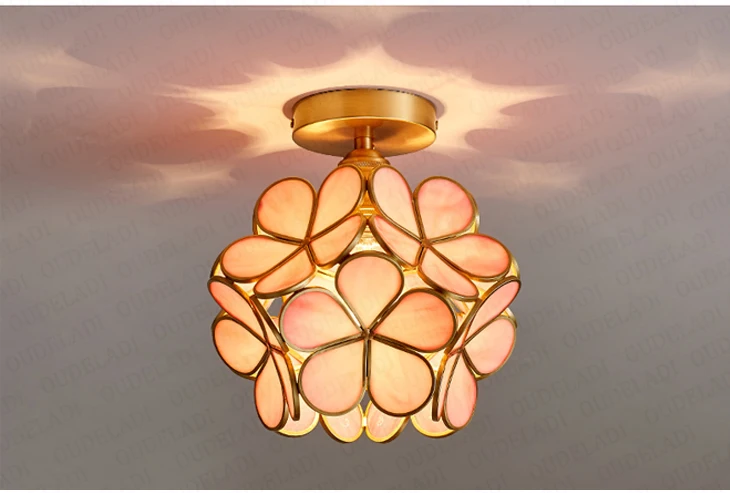 Luzes de Teto Luzes do Corredor Lâmpada do Teto Pétala Nordic Cobre Lâmpadas Varanda Quarto Meninas Crianças Criativo 11 quarto criativo lâmpada do teto