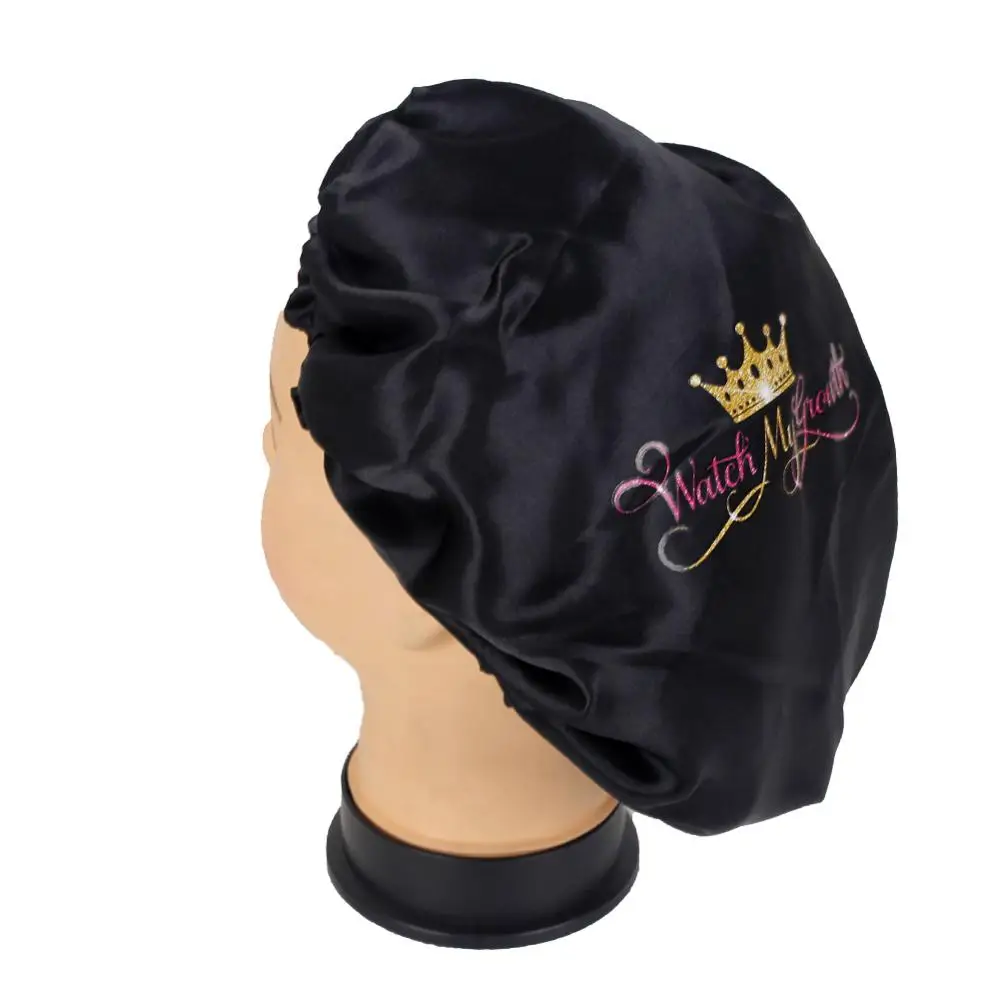 Изготовленный на заказ логотип двусторонний регулируемый двусторонний атласный капот для женщин человеческие волосы для наращивания пучок парики для защиты от сна