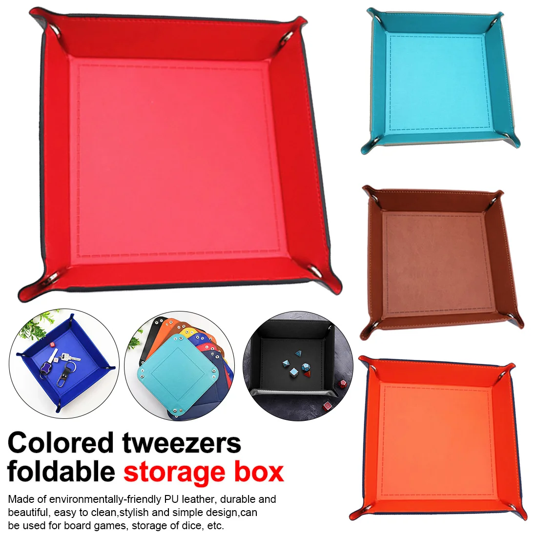 

Tray Desktop Storage Box High Quality New 1pc Blue Dice Foldable Storage Box Dice Table Games Key Wallet Coin Box